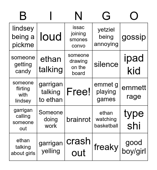 encore bingo Card