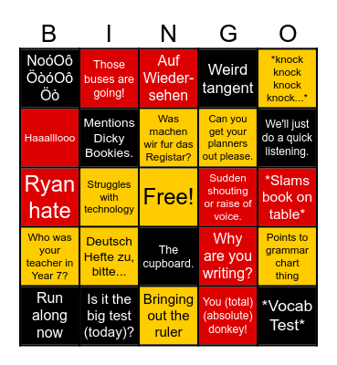 Majorossy Bingo Card