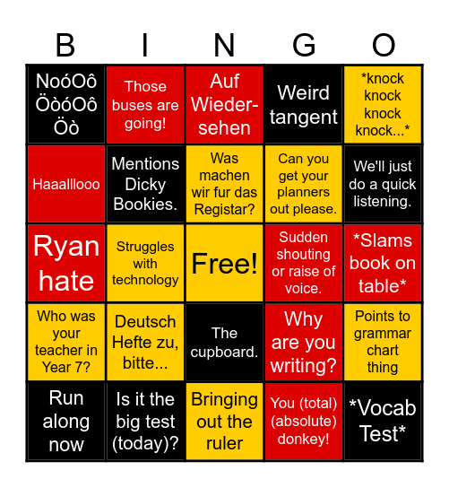 Majorossy Bingo Card