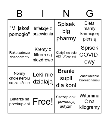 Nieanegdotyczne Bingo Medyczne na Święta 🎄 Bingo Card