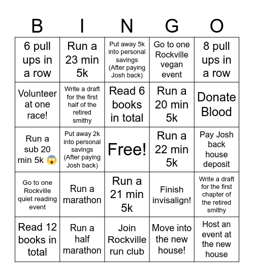 2025 goals! Bingo Card