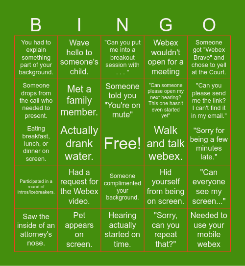 It happened during Webex BINGO Card