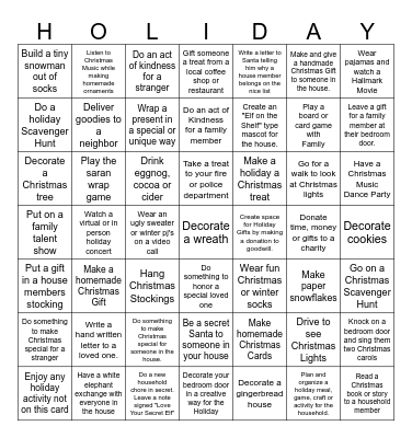 Happy Holiday's Bingo Card