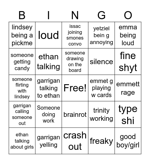 encore bingo Card