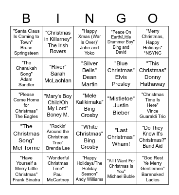 Claremont Christmas! Bingo Card