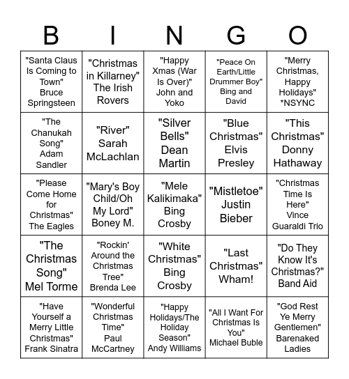 Claremont Christmas! Bingo Card