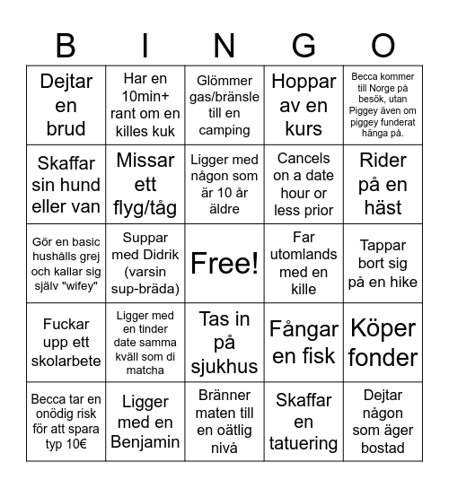 Becca 2025 Bingo Card