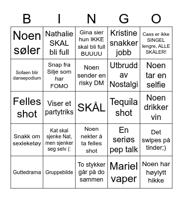 Jentenes julebord 2024 Bingo Card