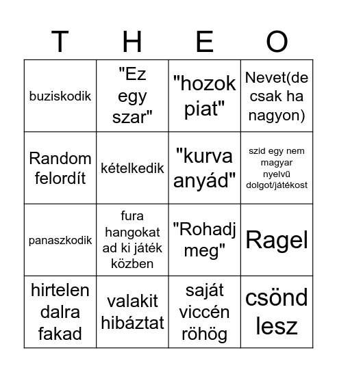 Theo Bingo Card