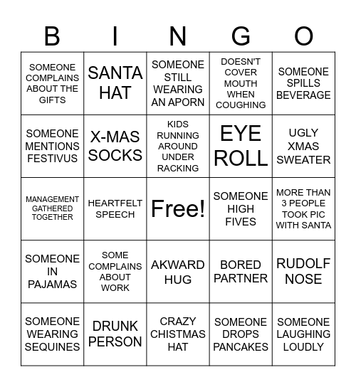 COMPAY X-MAS PARTY Bingo Card