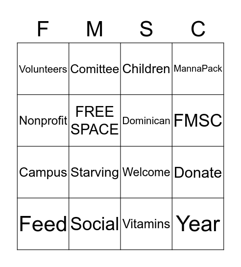 FMSC Bingo! Bingo Card
