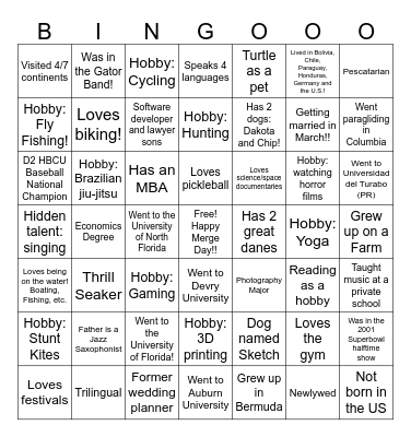Staff Team Bingo Card