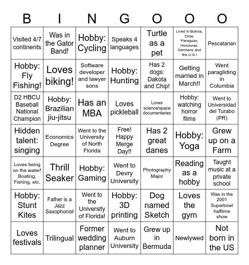 Staff Team Bingo Card