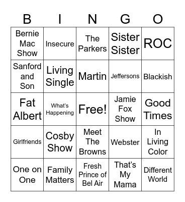 Black Sitcoms Bingo Card