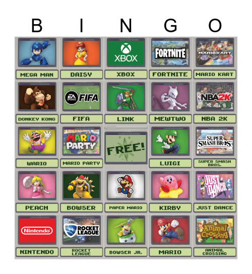 Video Game Bingo Card