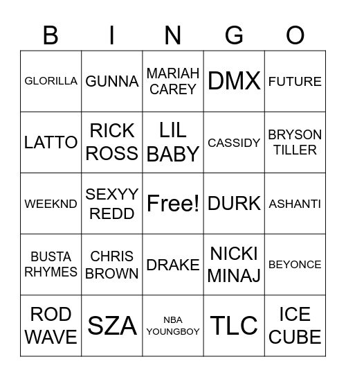 MUSIC BINGO Card