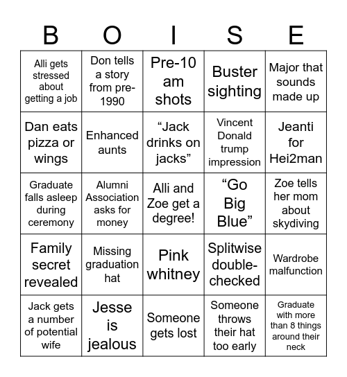 CONGRADUATIONS Bingo Card