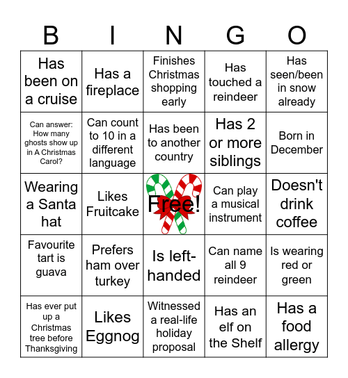 JINGLE MINGLE BINGO Card