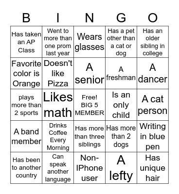 People Bingo SGC Buddies Bingo Card