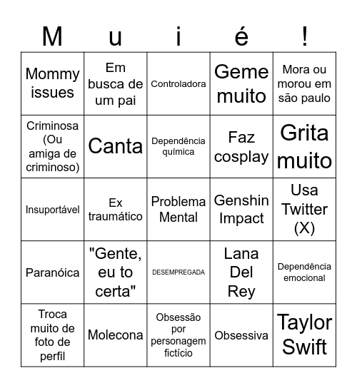 Garota redflag 2.0 Bingo Card