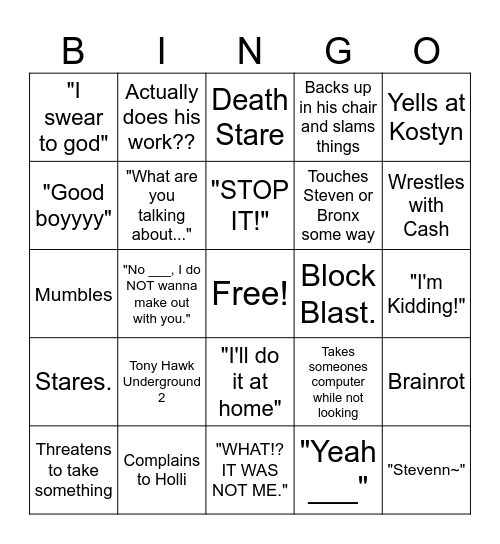 Michael Bingo Card