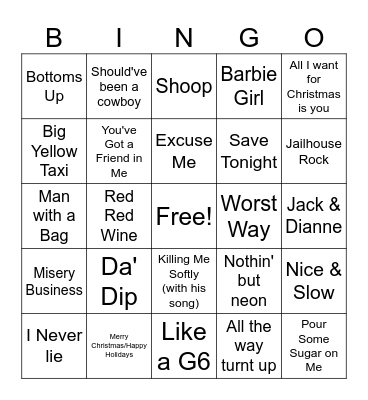 Christmas Singo Bingo Card