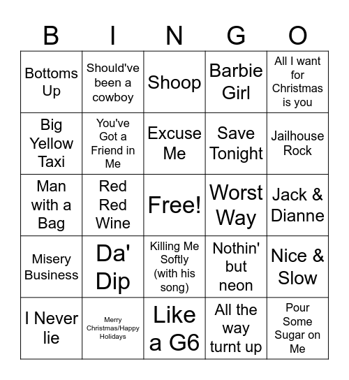 Christmas Singo Bingo Card