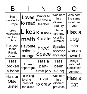 Find Someone Who... Bingo Card