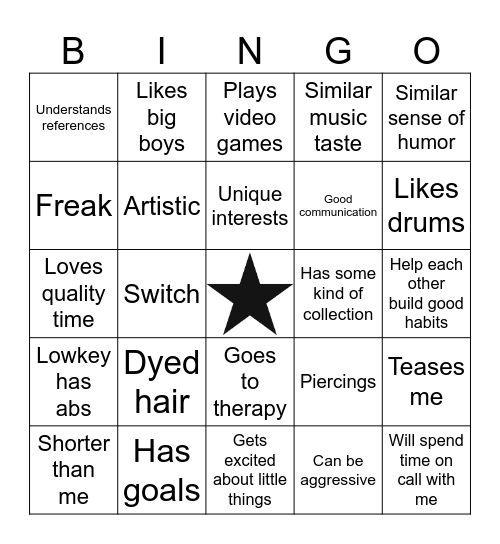 Are you my type? Bingo Card