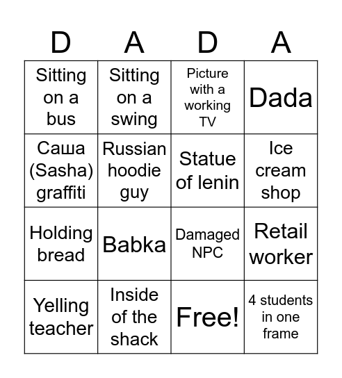 I love Russia Bingo Card