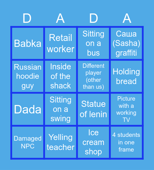 I love Russia Bingo Card