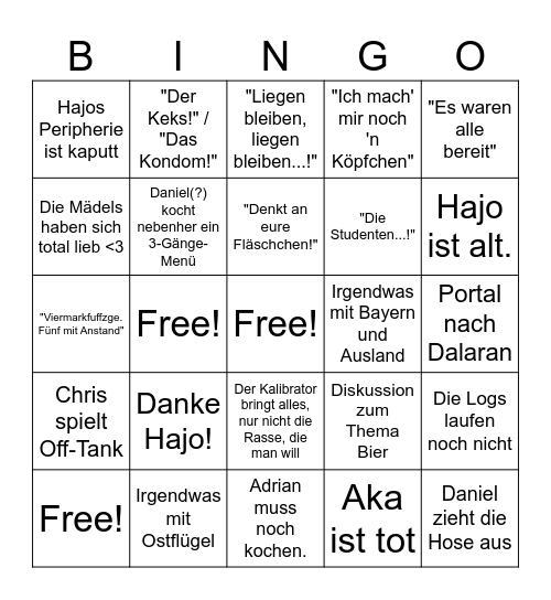 DrunkRaid Bingo Card
