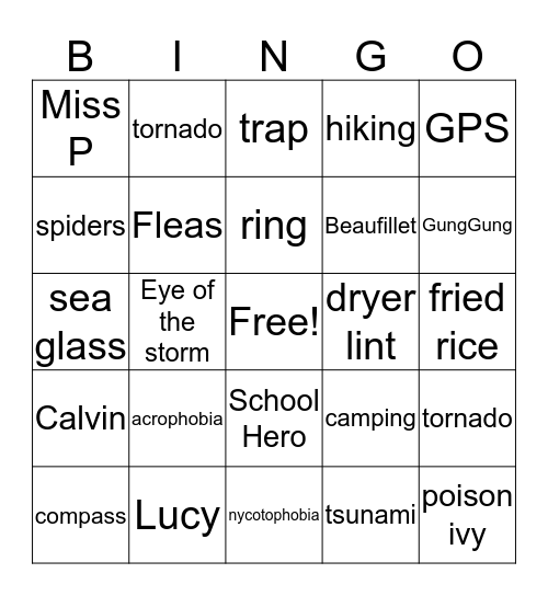 Alvin Ho Bingo Card