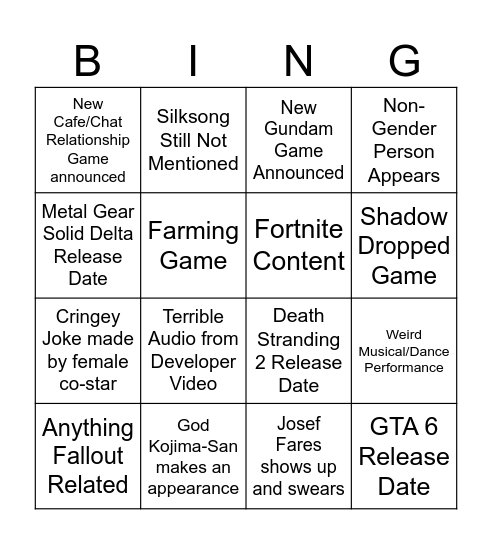 Untitled Bingo Card