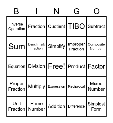 Academic Vocabulary Bingo Card