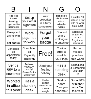 Scheduling End of Year B I N G O! Bingo Card
