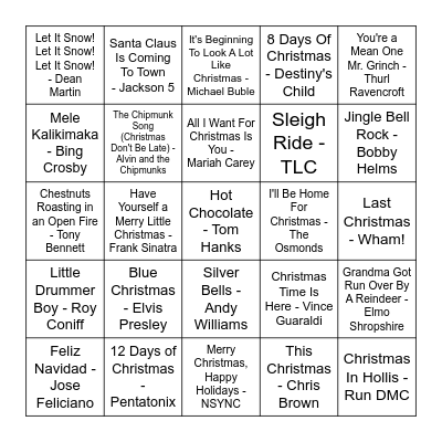 HOLIDAY MUSIC BINGO Card