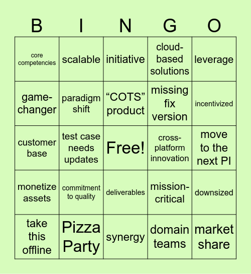 Corporate Jargon Bingo Card