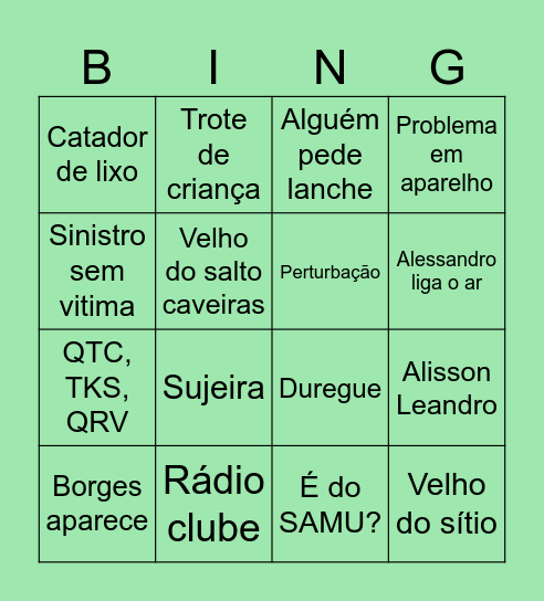 BINGÃO Bingo Card