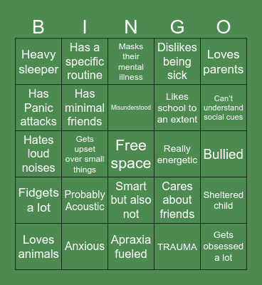 Scorpius Malloy Kinnie bongo Bingo Card