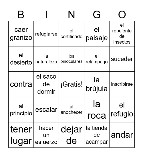 Realidades 3: Capítulo 1 Bingo Card