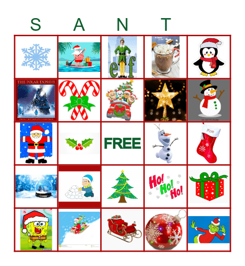 Children's Christmas Bingo Card