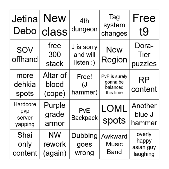 BDO BINGO Card