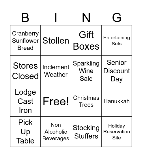 December BINGO Card
