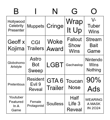 The Goy Awards Bingo Card