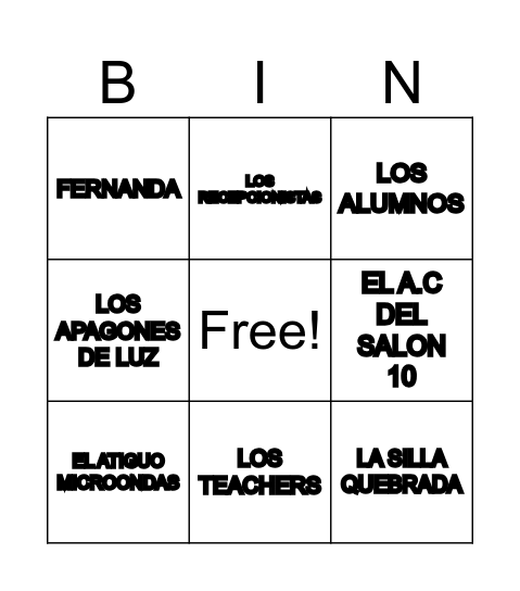 LOTERIA PROULEX Bingo Card