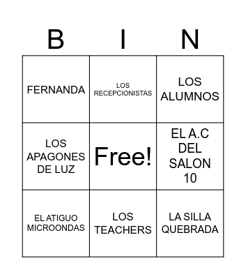 LOTERIA PROULEX Bingo Card