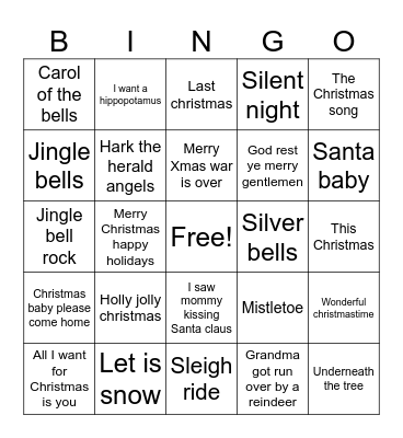 Christmas Music Bingo Card