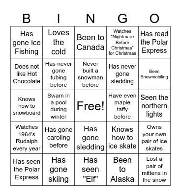 Christmas Bingo Card