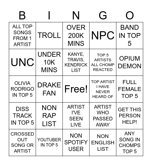 Untitled Bingo Card